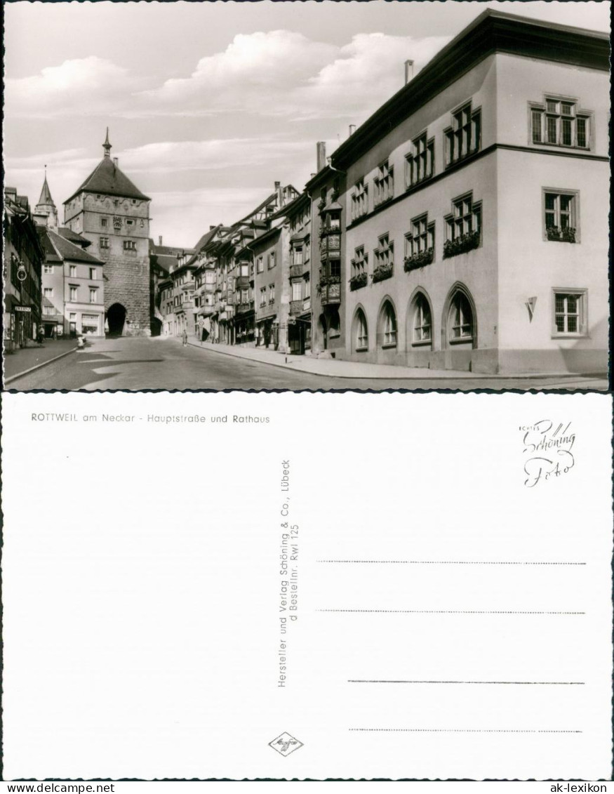 Ansichtskarte Rottweil (Neckar) Hauptstraße Und Rathaus 1955 - Rottweil