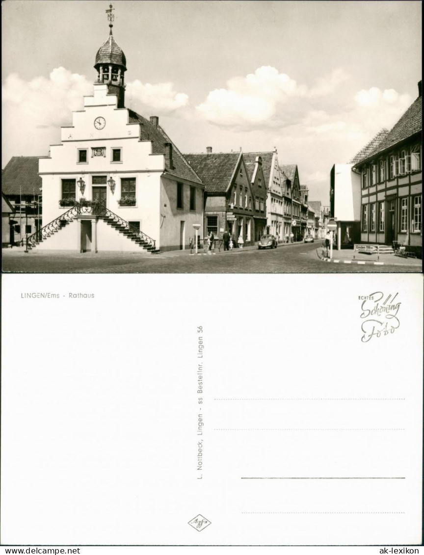 Ansichtskarte Lingen (Ems) Strassen Partie Mit VW Käfer Auto Am RATHAUS 1965 - Lingen