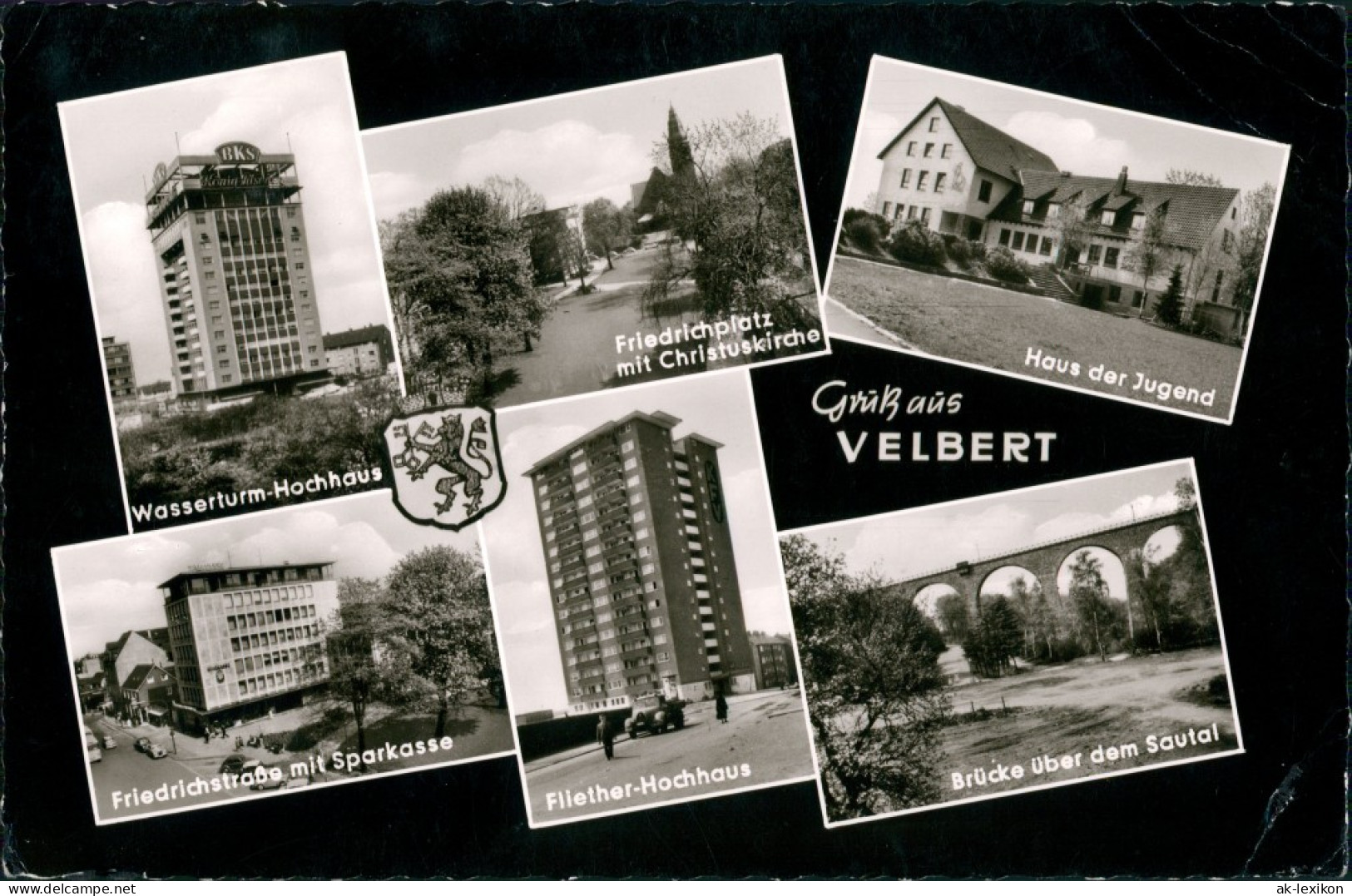 Ansichtskarte Velbert Platz, Wasserturm Hochhaus, Straße 1963 - Velbert