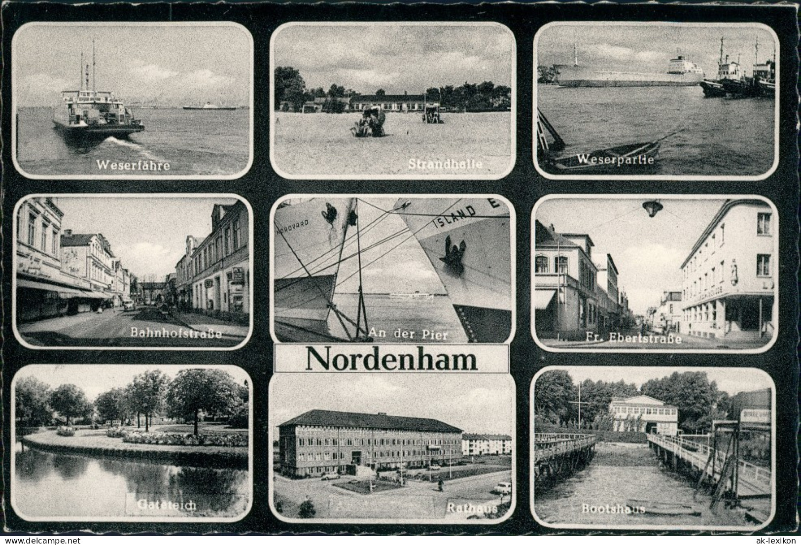 Ansichtskarte Nordenham Straße, Strand, Ebertstraße 1961 - Nordenham