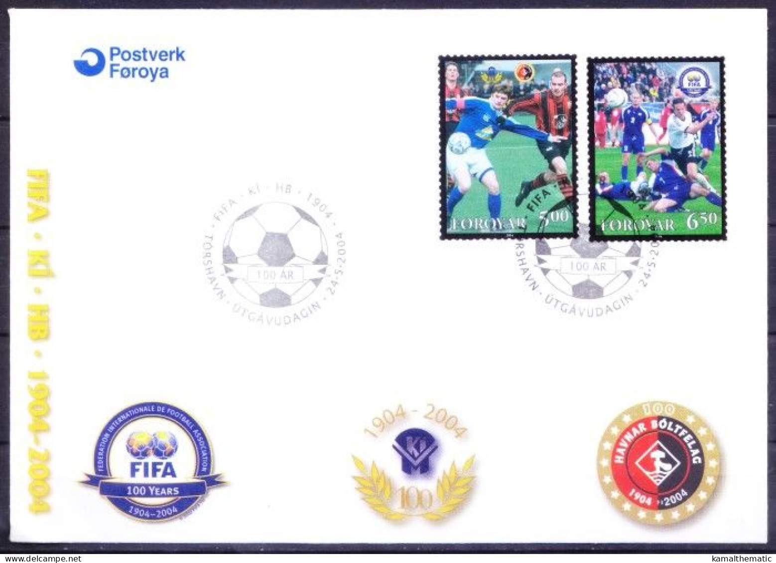 Faroe Islands 2004 FDC 2v, 100 Years Of FIFA, Football, Soccer, Sports - Other & Unclassified