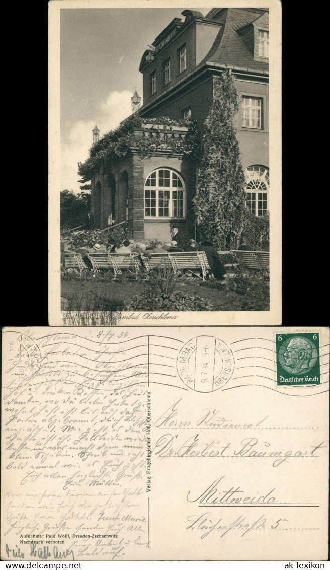 Ansichtskarte Oberschlema-Bad Schlema Erzgebirgischer Hof 1934 - Bad Schlema