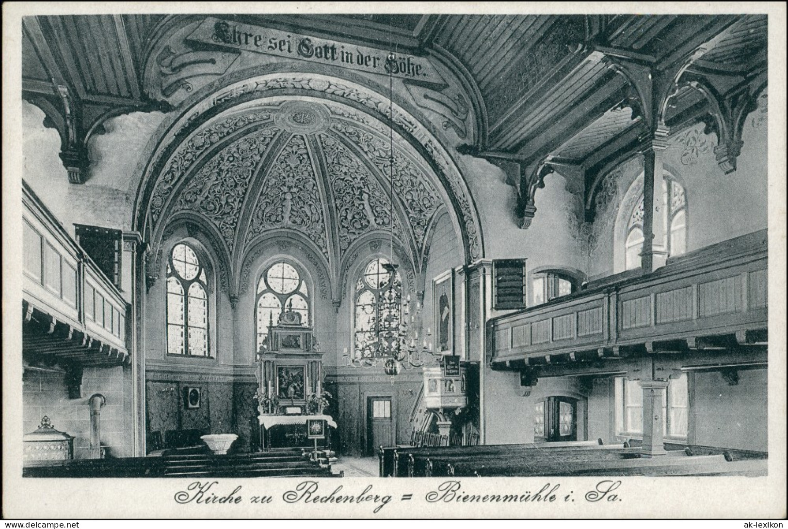 Ansichtskarte Rechenberg-Bienenmühle Innen - Kirche - Altar 1928 - Rechenberg-Bienenmühle