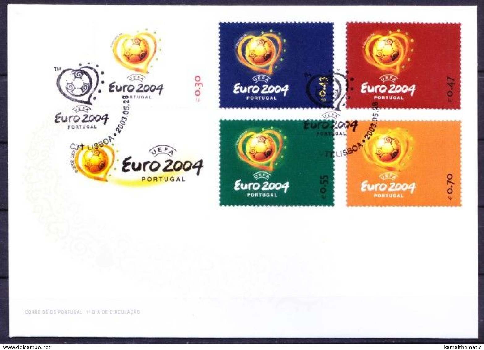 Portugal 2003 FDC With 4v Euro 2004 Football, Soccer, Sports - Championnat D'Europe (UEFA)