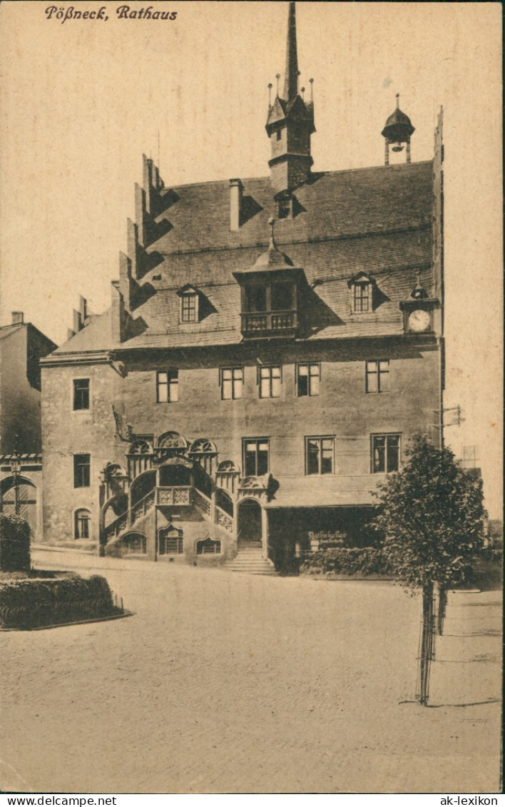 Ansichtskarte Pößneck Strassen Partie Am Rathaus, Town Hall Postcard 1920 - Poessneck