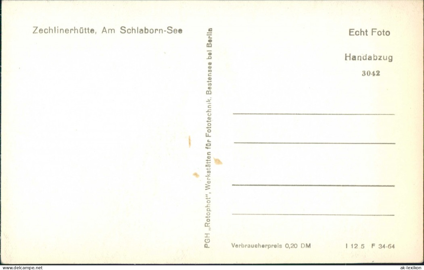 Zechlinerhütte/Mark-Rheinsberg Partie Am Schlabornsee DDR Postkarte 1964 - Zechlinerhütte