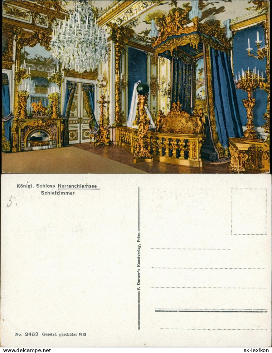 Chiemsee Königl. Schloss Herrenchiemsee Schlafzimmer Einrichtung 1920 - Chiemgauer Alpen