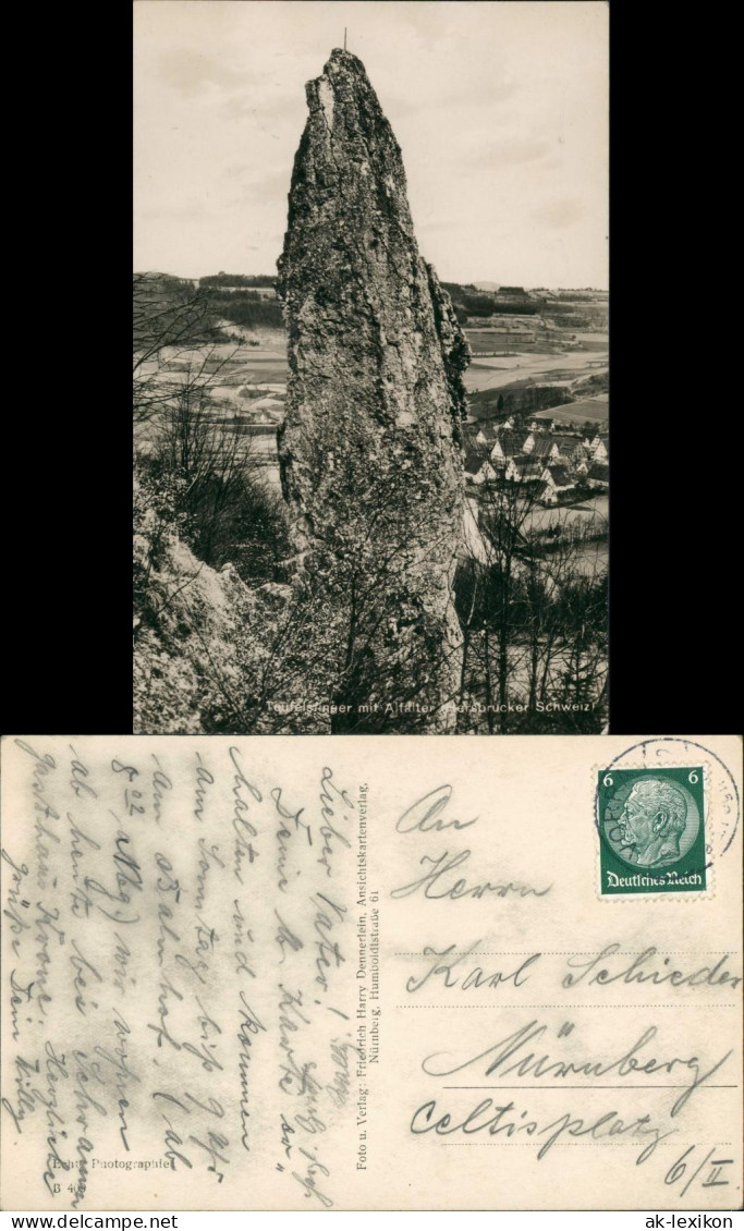 Hersbruck Fels-Formation "Teufels-Finger" Hersbrucker Schweiz Panorama 1935 - Hersbruck