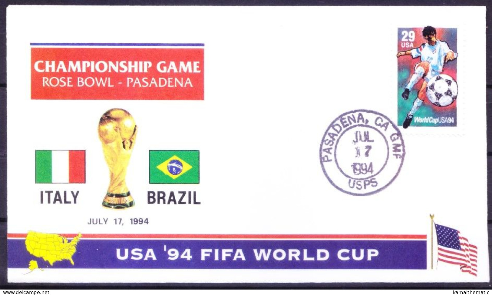 USA 1994 Cover, FIFA World Cup Soccer Football Final Italy Vs Brazil - 1994 – Estados Unidos