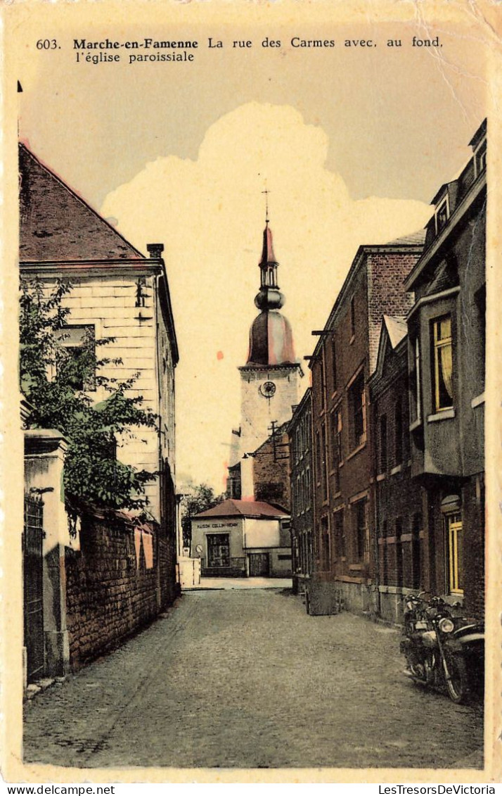 BELGIQUE - Marche En Famenne - La Rue Des Carmes - L'église Paroissiale - Carte Postale Ancienne - Marche-en-Famenne