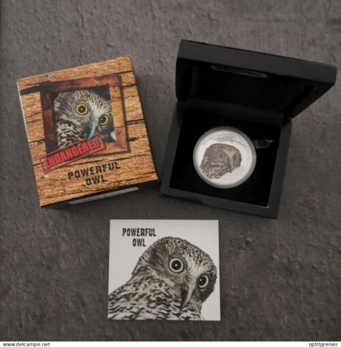 COFFRET 1 DOLLAR ARGENT BE 2018 POWERFUL OWL HIBOU TUVALU 1 OZ SILVER 9999 PROOF - Tuvalu