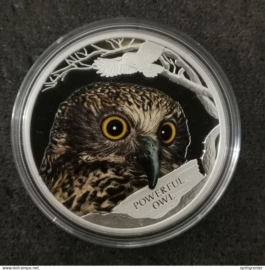 COFFRET 1 DOLLAR ARGENT BE 2018 POWERFUL OWL HIBOU TUVALU 1 OZ SILVER 9999 PROOF - Tuvalu