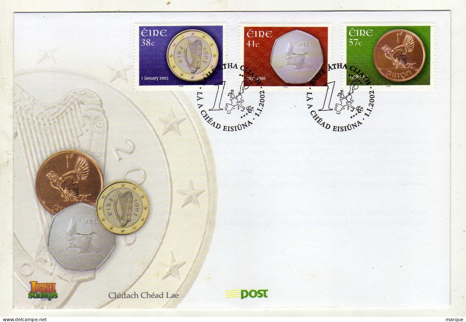 Enveloppe 1er Jour IRLANDE EIRE Oblitération BAILE ATHA CLIATH 01/02/2002 - FDC