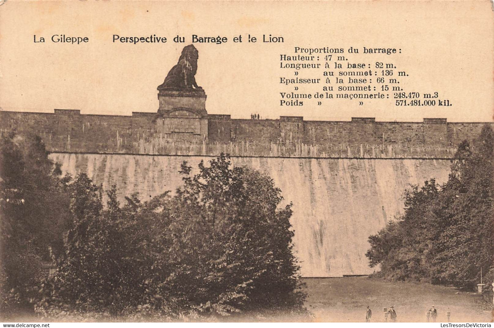 BELGIQUE - La Gileppe - Perspective Du Barrage Et Le Lion - Carte Postale Ancienne - Gileppe (Barrage)