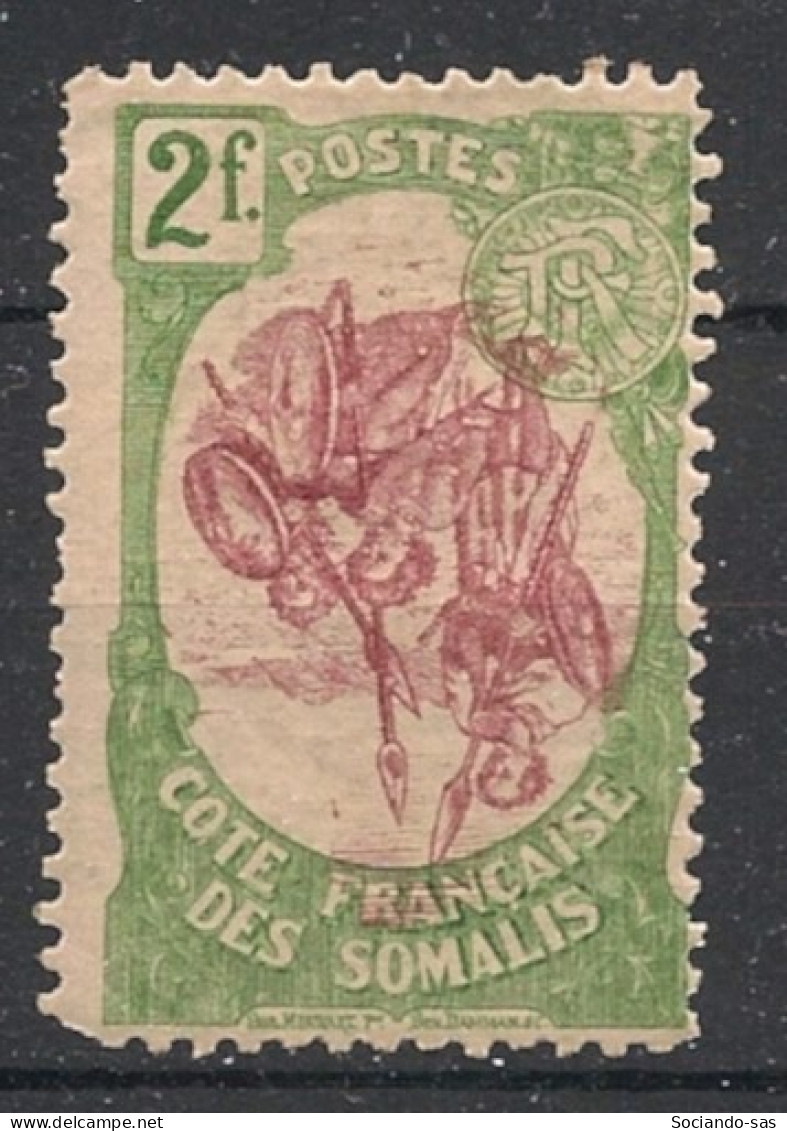 COTE DES SOMALIS - 1902 - N°YT. 51b - Guerriers 2f - VARIETE Centre Renversé - Neuf * / MH VF - Oblitérés