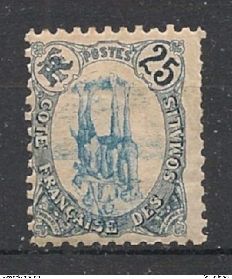 COTE DES SOMALIS - 1902 - N°YT. 45b - Méhariste 25c - VARIETE Centre Renversé - Neuf * / MH VF - Oblitérés