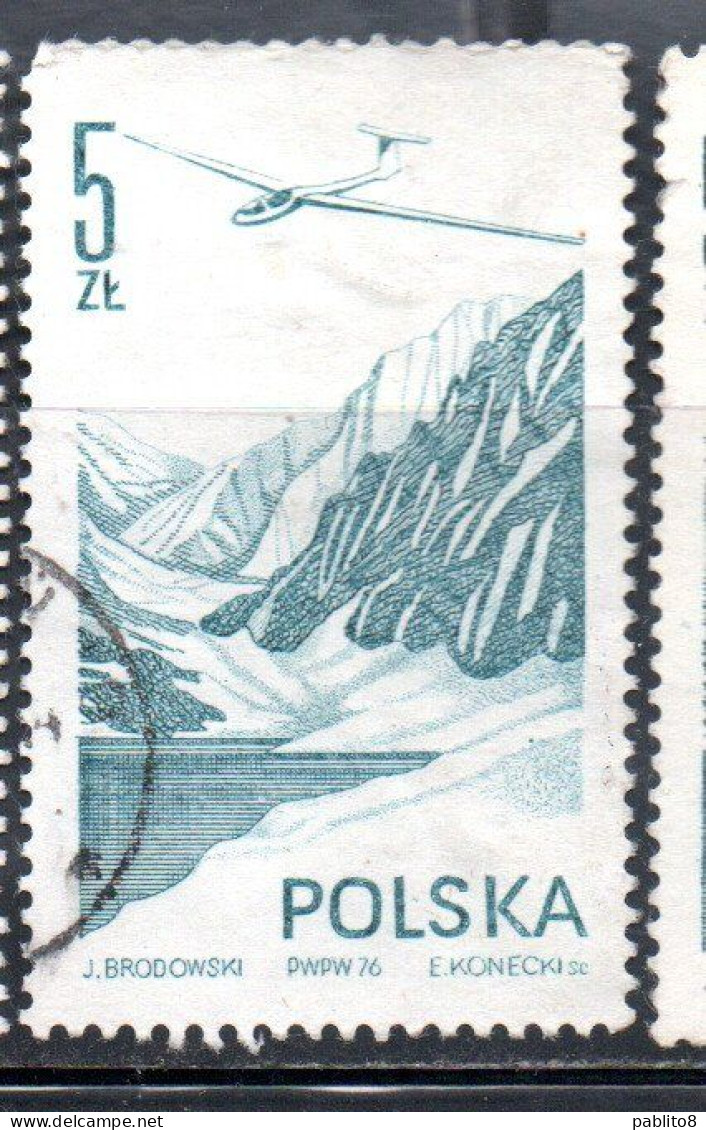 POLONIA POLAND POLSKA 1976 1978 AIR POST MAIL AIRMAIL CONTEMPORARY AVIATION JANTAR GLIDER 5g USED USATO OBLITERE' - Used Stamps