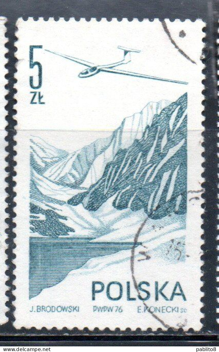 POLONIA POLAND POLSKA 1976 1978 AIR POST MAIL AIRMAIL CONTEMPORARY AVIATION JANTAR GLIDER 5g USED USATO OBLITERE' - Used Stamps