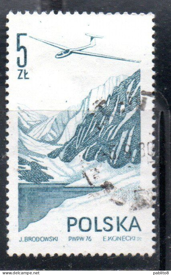 POLONIA POLAND POLSKA 1976 1978 AIR POST MAIL AIRMAIL CONTEMPORARY AVIATION JANTAR GLIDER 5g USED USATO OBLITERE' - Used Stamps