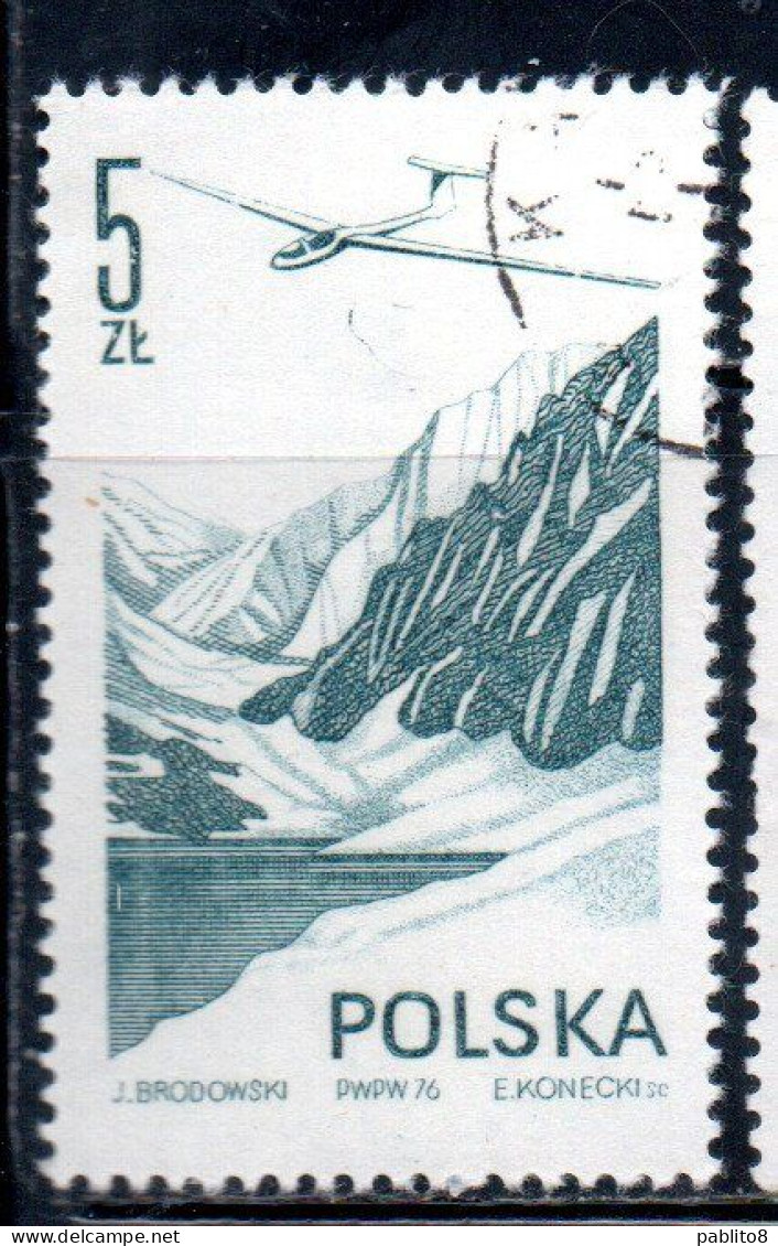 POLONIA POLAND POLSKA 1976 1978 AIR POST MAIL AIRMAIL CONTEMPORARY AVIATION JANTAR GLIDER 5g USED USATO OBLITERE' - Usados