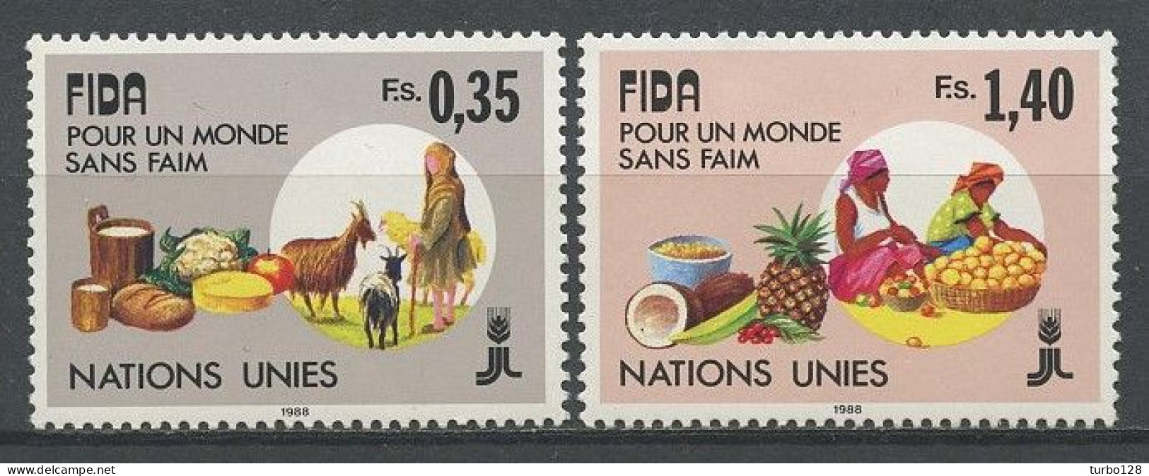 NU Genève 1987 N° 163/164 ** Neufs  MNH Superbes C 3.55 € Animaux Chèvre Berger Fruits Ananas Marchande Agriculture - Ongebruikt