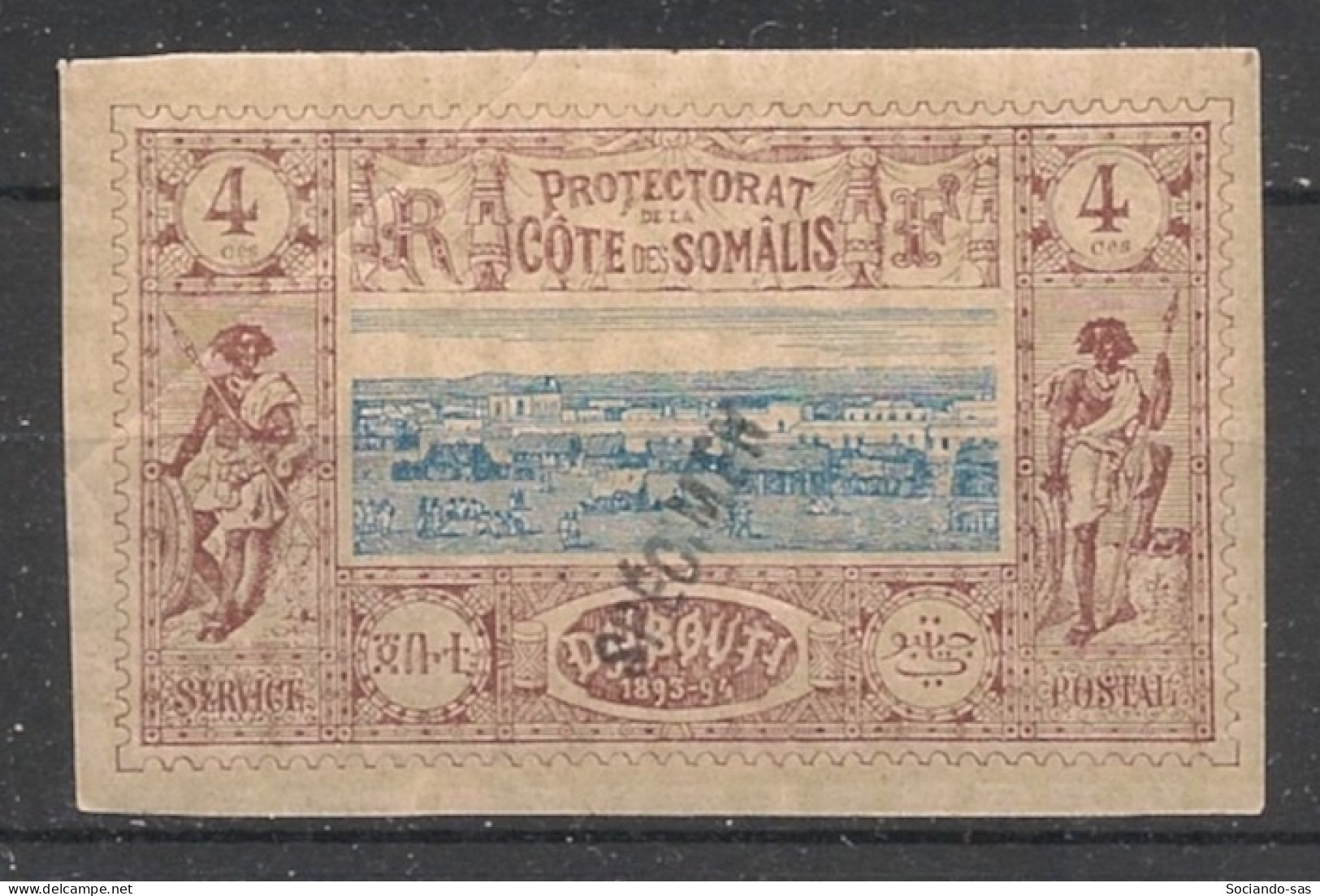 COTE DES SOMALIS - 1894 - N°YT. 8b - Djibouti 4c Brun - VARIETE Surcharge SPECIMEN Type II - Neuf * / MH VF - Oblitérés