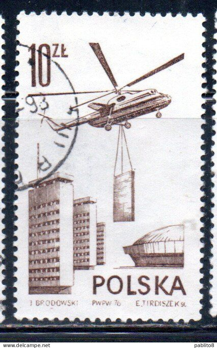 POLONIA POLAND POLSKA 1976 1978 AIR POST MAIL AIRMAIL CONTEMPORARY AVIATION MI6 TRANSPORT HELICOPTER 10g USED USATO - Usati