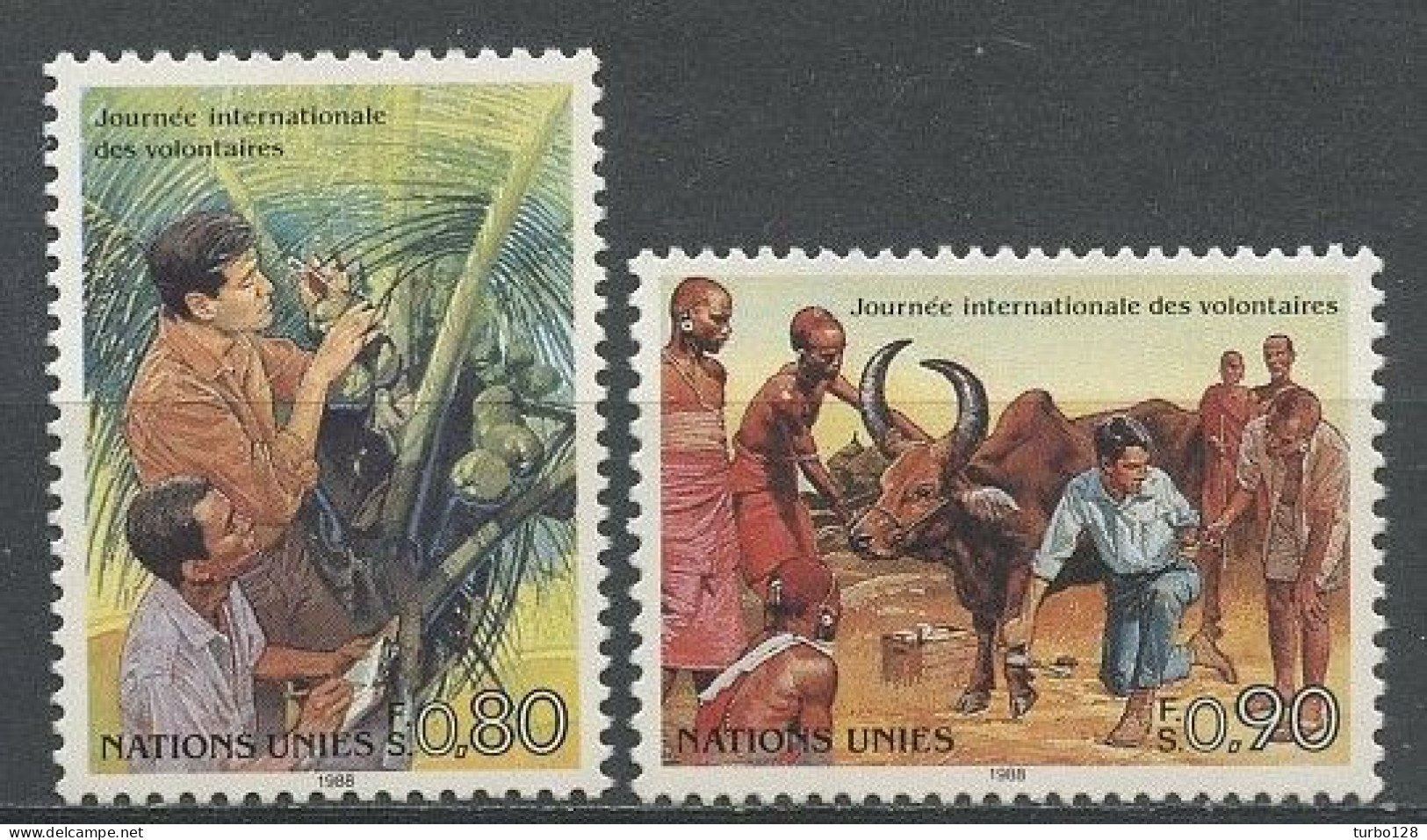 NU Genève 1987 N° 167/168 ** Neufs  MNH Superbes C 3.90 € Journée Internationale Des Volontaires Agriculture Cocotier Bo - Unused Stamps