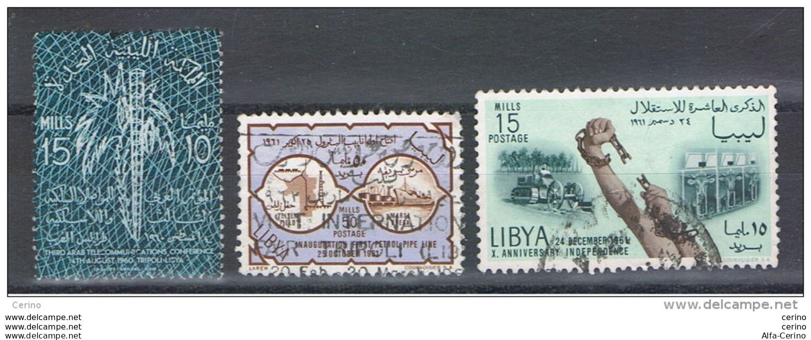 LIBIA:  1960/61  VARI  -  3  VAL. US. -  YV/TELL. 194//201 - Libia