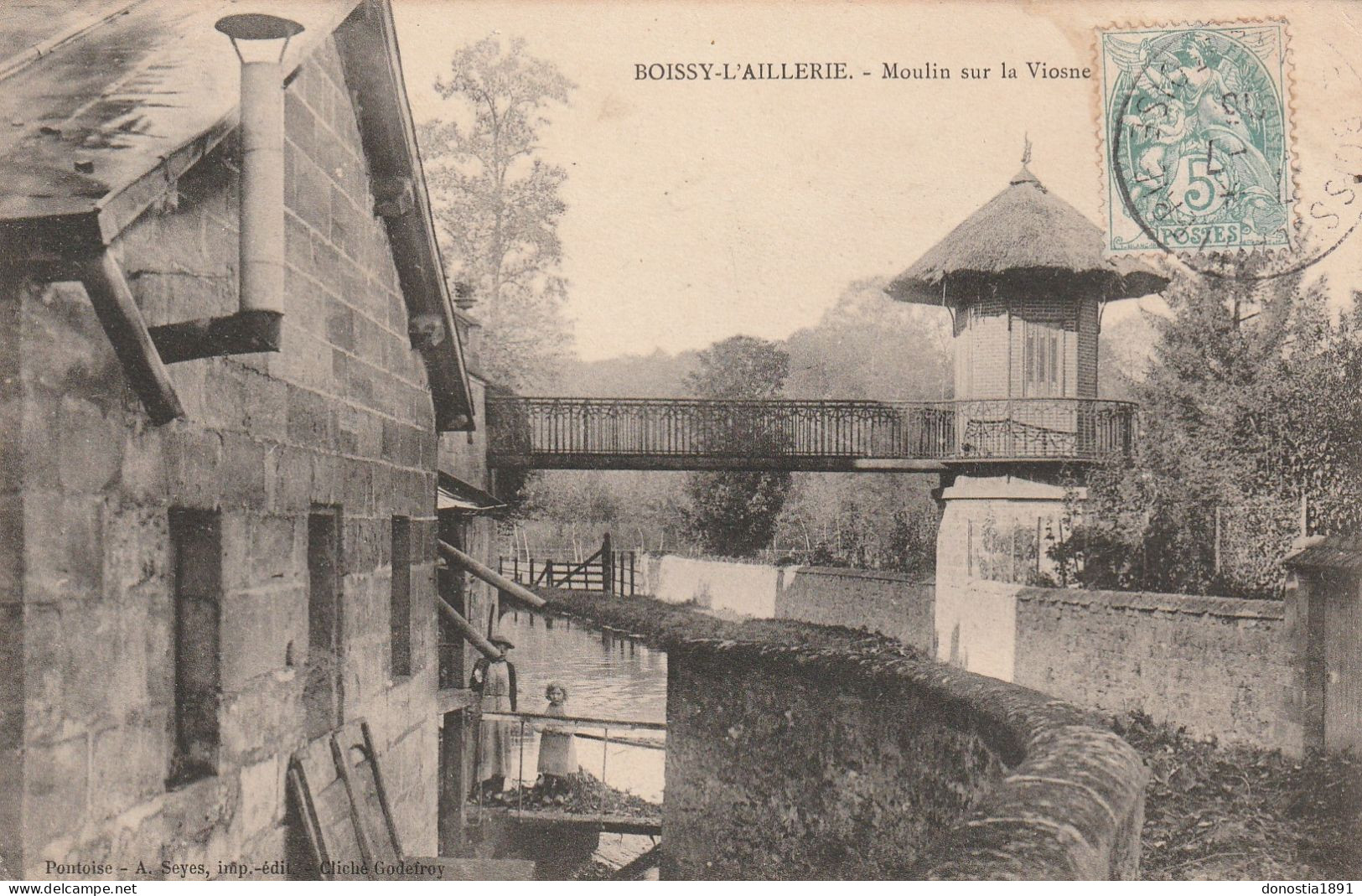 BOISSY L'AILLERIE (95) Moulin Sur La Viosne - Ed. A.Seyes - Timbrée 1905 - Boissy-l'Aillerie
