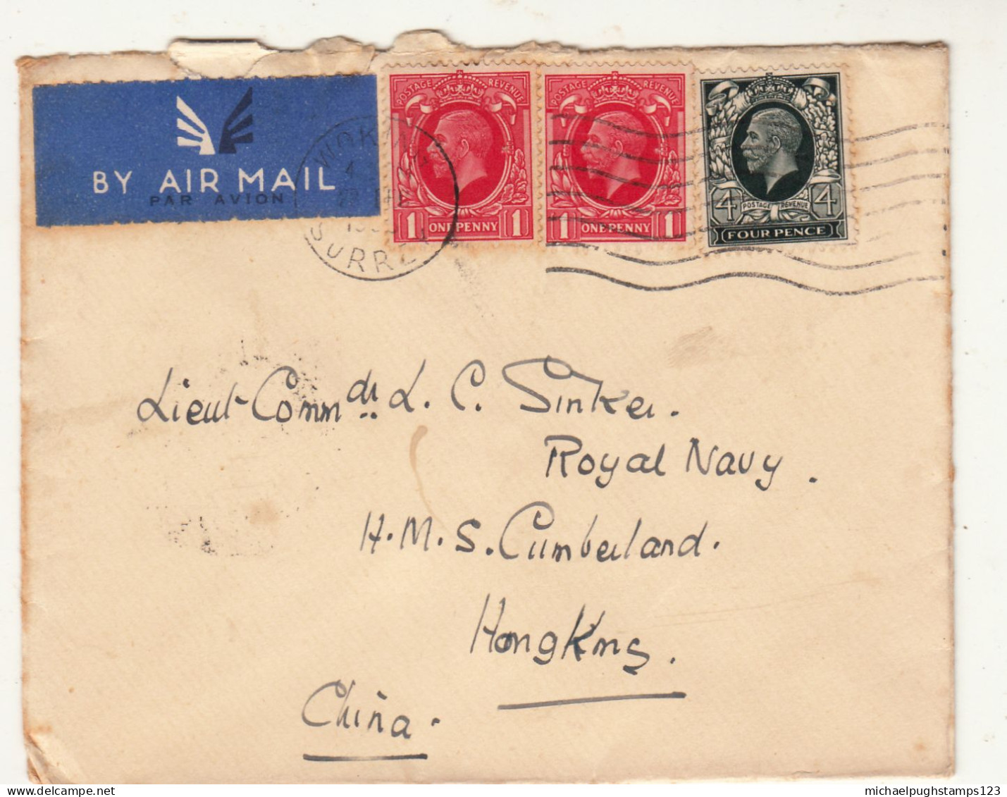 G.B. / Airmail / Surrey / Hongkong / Photogravure S - Non Classés