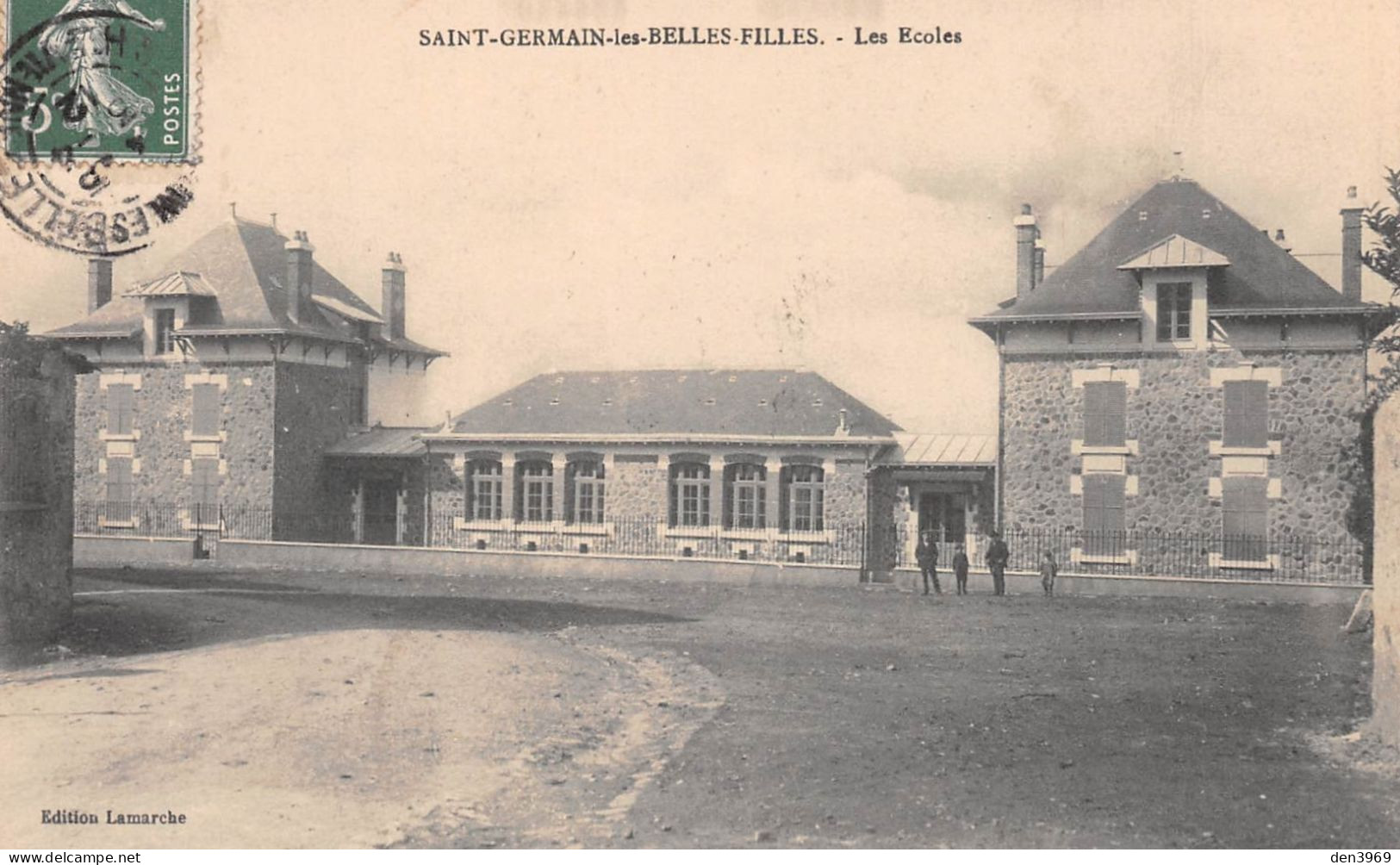 SAINT-GERMAIN-les-BELLES-FILLES (Haute-Vienne), Les Ecoles - Voyagé 1912 (2 Scans) Corset Modèle 16 Cours Lafayette Lyon - Saint Germain Les Belles