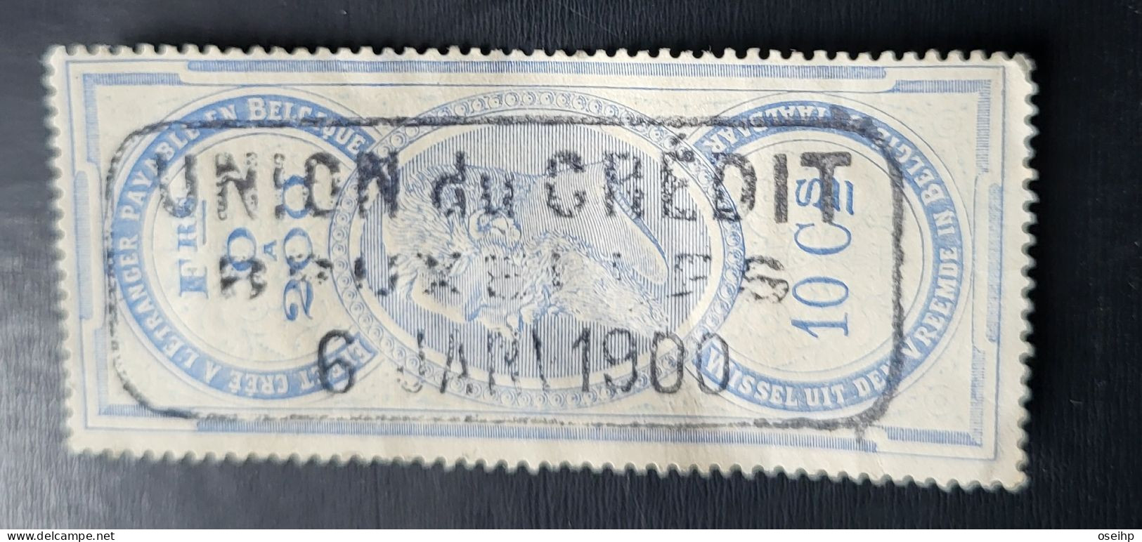 Timbre Vignette Effet De Commerce Créé à L'étranger Payable En BELGIQUE 1900 Union Du Crédit - Marken