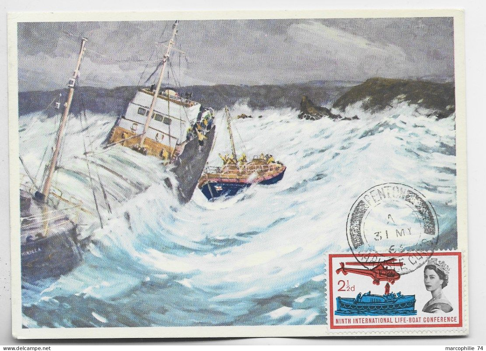 ENGLAND 2 1/2D LIFE BOAT CARTE MAXIMUM CARD MAX 31 MY 1961 - Cartes-Maximum (CM)