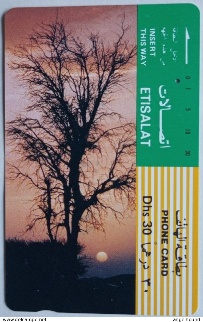 UAE Etisalat Dhs. 30 Tamura Card -  Tree At Sunset - Emiratos Arábes Unidos
