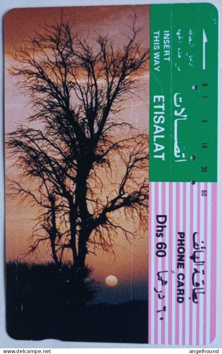 UAE Etisalat Dhs. 60 Tamura Card - Tree At Sunset - Emirats Arabes Unis