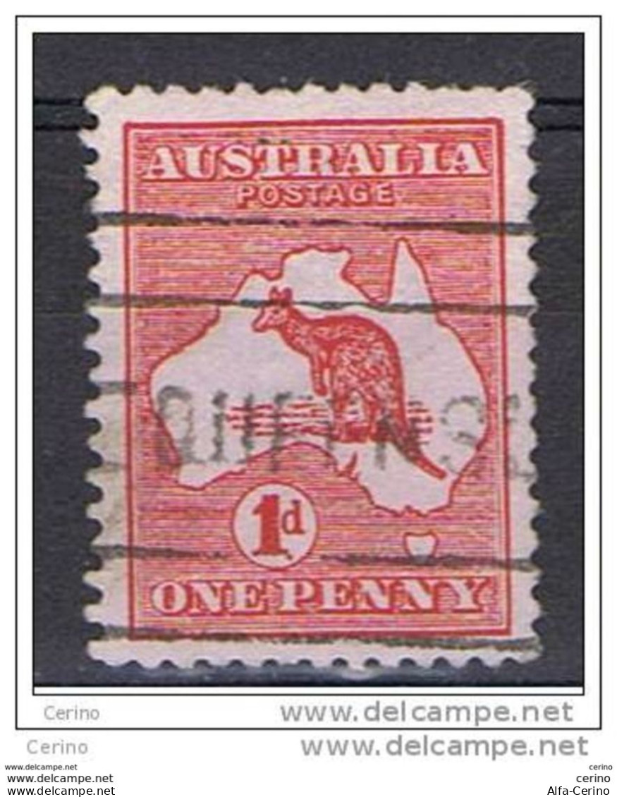 AUSTRALIA:  1912/19  KANGAROOS  -  1 P. USED  STAMP  -  YV/TELL. 2 - Gebruikt