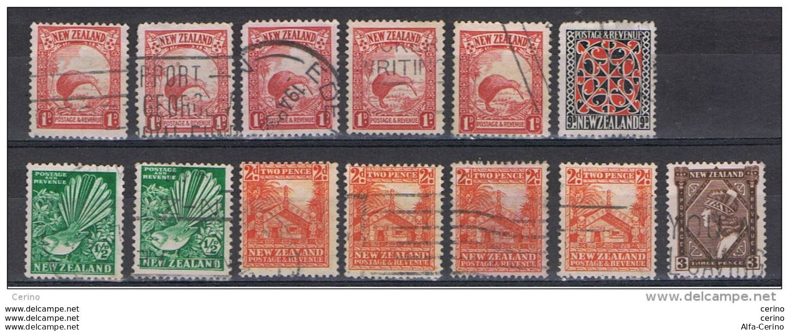 NEW  ZEALAND:  1935/37  LOT  13  USED  REP.  STAMPS  -  YV/TELL. 194//218 - Gebraucht