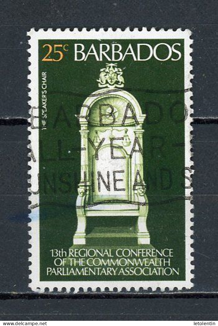 BARBADE - ASSO. PARLEMENTAIRE DU COMMONWEALTH  - N° Yvert 435 Obli. - Barbados (1966-...)