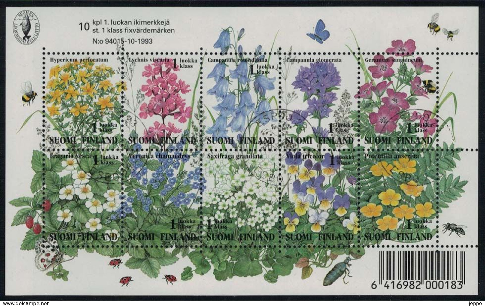 1994 Finland, Wild Flowers, Fine Stamped Sheet, M BL13. - Blocks & Sheetlets