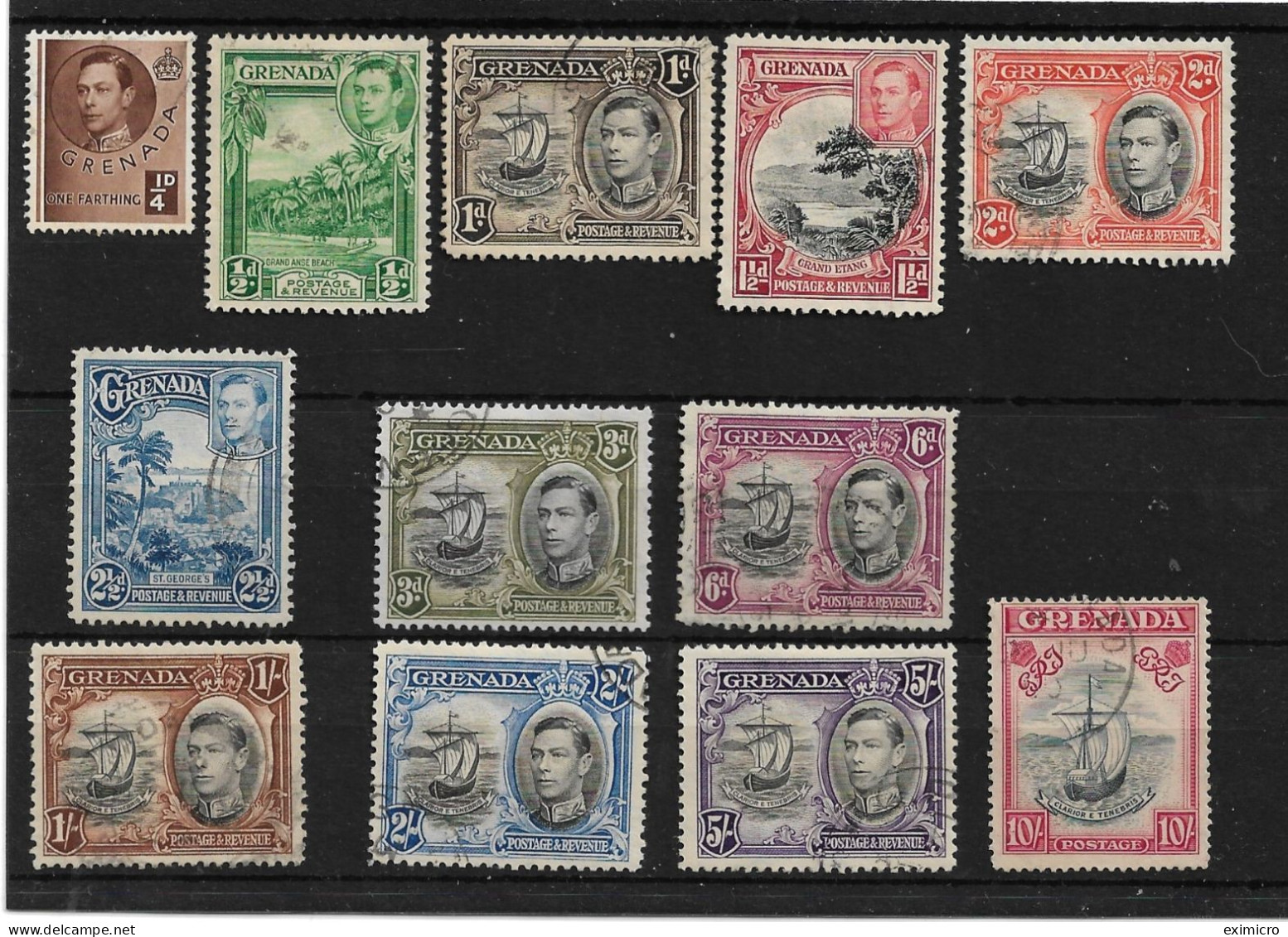 GRENADA 1938 - 1950 SET SG 152/163e FINE USED Cat £30 - Grenada (...-1974)