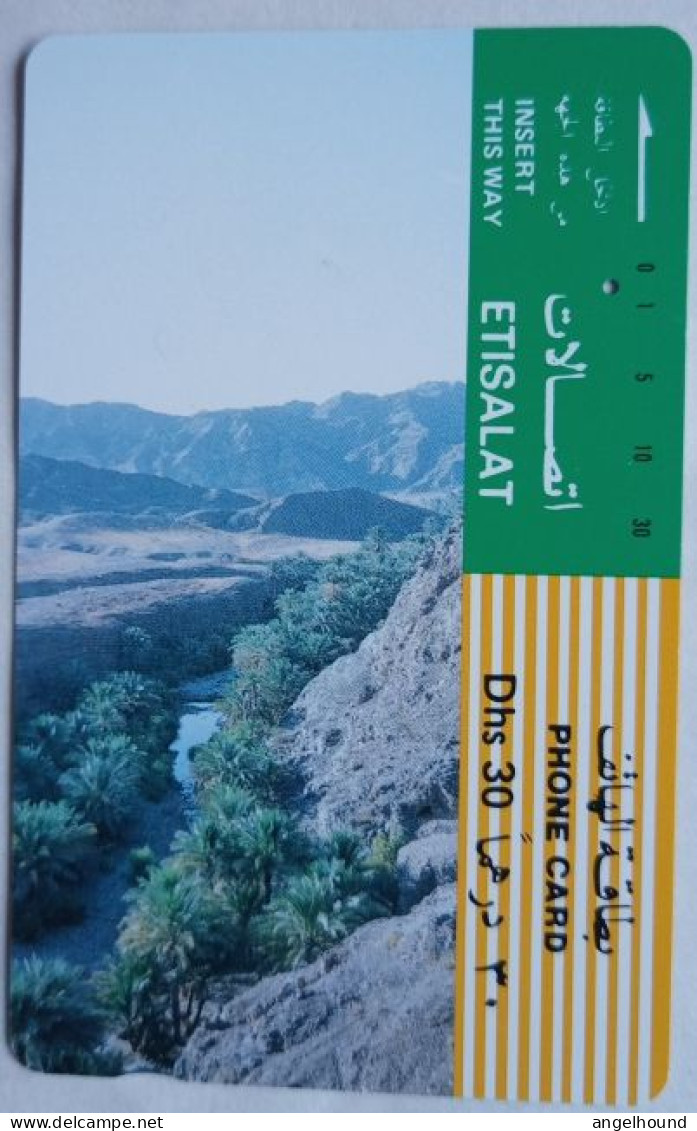 UAE Etisalat Dhs. 30 Tamura Card - Palm-Fringed Gully - Emirati Arabi Uniti