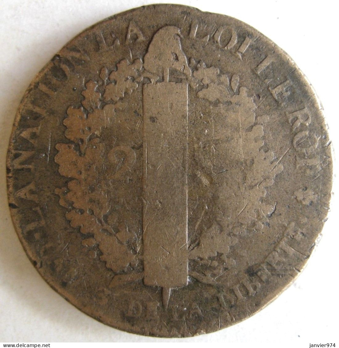 Constitution, 2 Sols François 1791 A Paris An 3, Point Sur Le "A" Louis XVI, Gad# 25 ; 22,3 G -  33,2 Mm - 1791-1792 Costituzione 