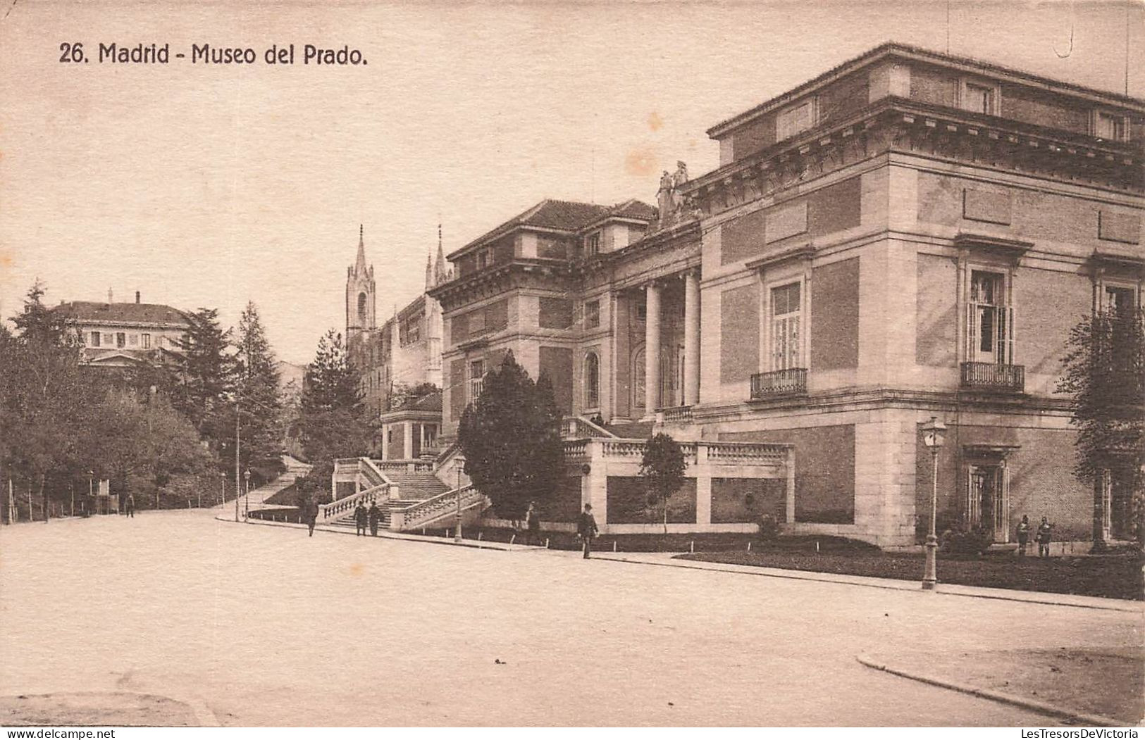 ESPAGNE - Madrid - Museo Del Prado - Vue Panoramique Face à L'entrée Du Musée - Carte Postale Ancienne - Madrid