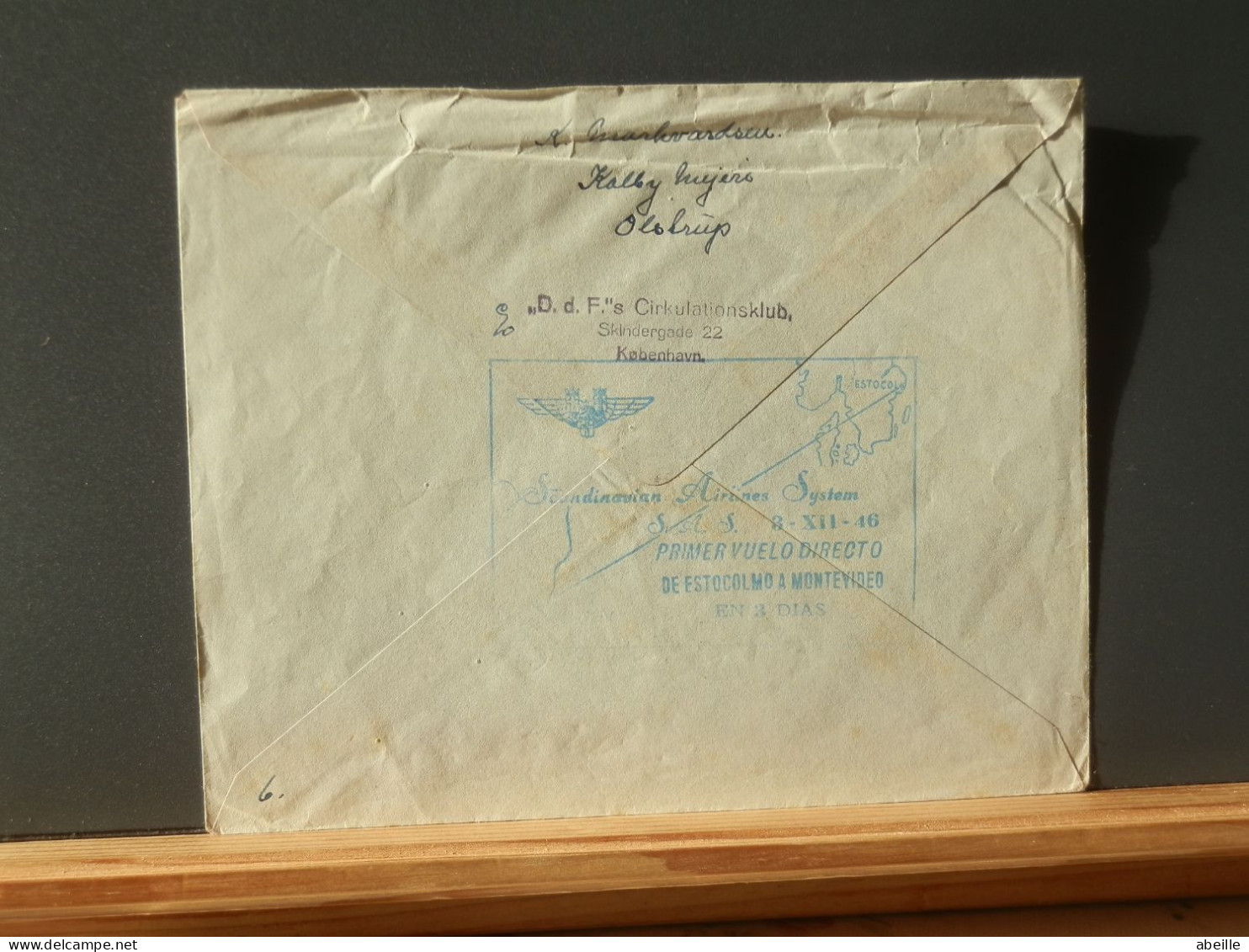 1O6/174 LETTRE  DANMARK  1946 TO MONTEVIDEO  1° FLICHT - Covers & Documents