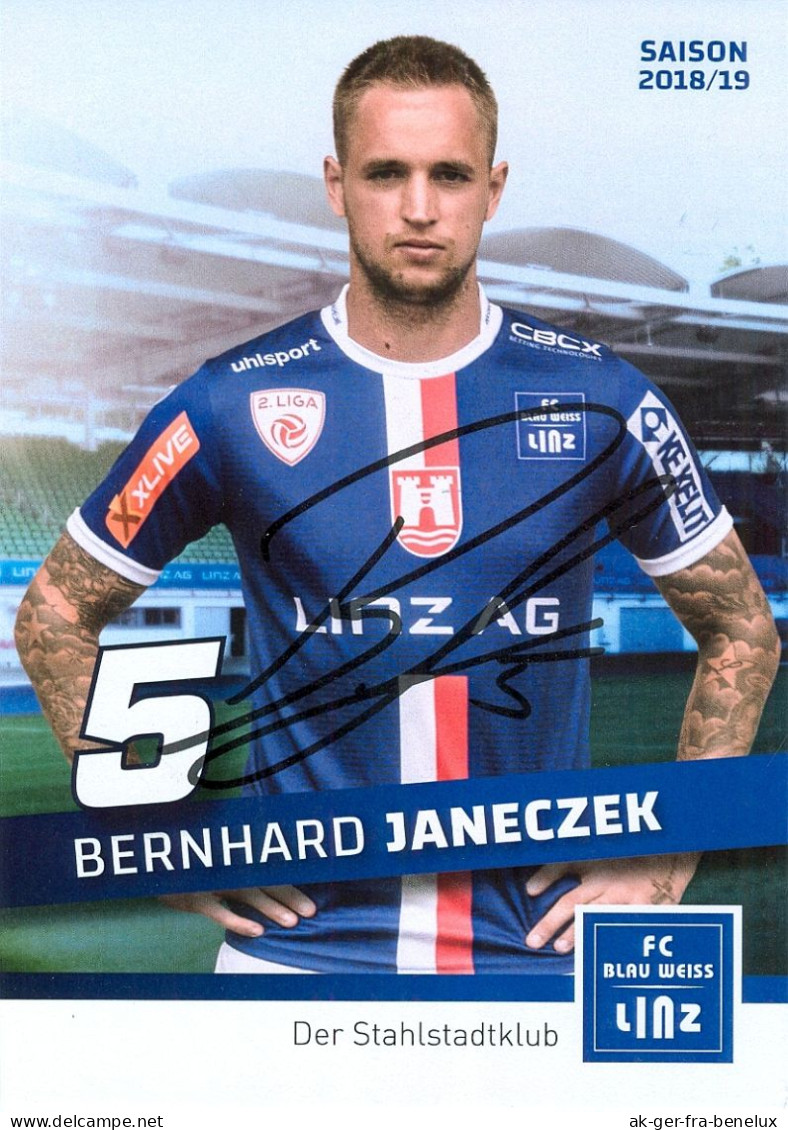 Autogramm AK Bernhard Janeczek FC Blau-Weiß Linz 18-19 BW Borussia Mönchengladbach SCR Altach Petah Tikva Tikwa Fußball - Autografi