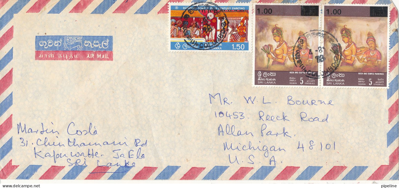 Sri Lanka Air Mail Cover Sent To USA 4-8-1978 Topic Stamps - Sri Lanka (Ceylon) (1948-...)
