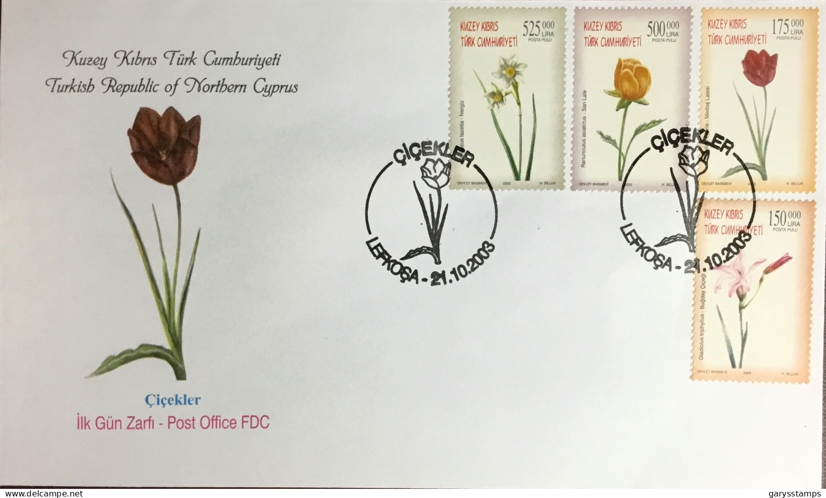 Turkish Cyprus 2003 Flowers FDC Cover - Altri & Non Classificati