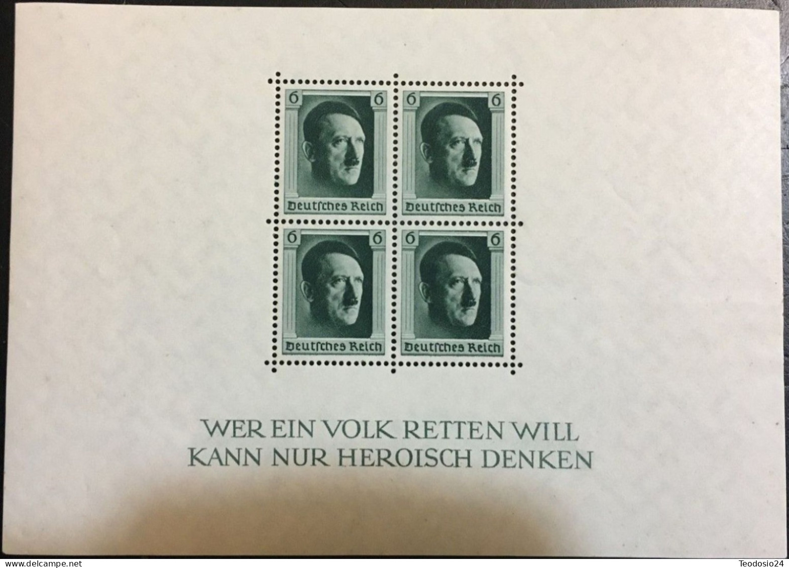 GERMAN REICH 1937 Hitler Birthday Souvenir Sheet Mint ** B102 (Mi.646 Block7) - Blocs