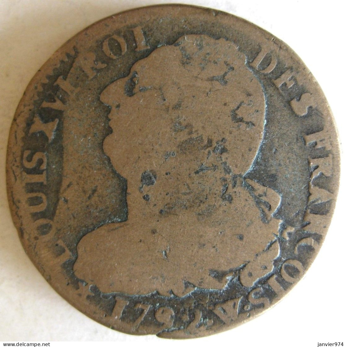 Constitution, 2 Sols François 1792 W Lille An 4, Louis XVI, Gad# 25 ; 27,5 G -  33,5 Mm - 1791-1792 Costituzione 